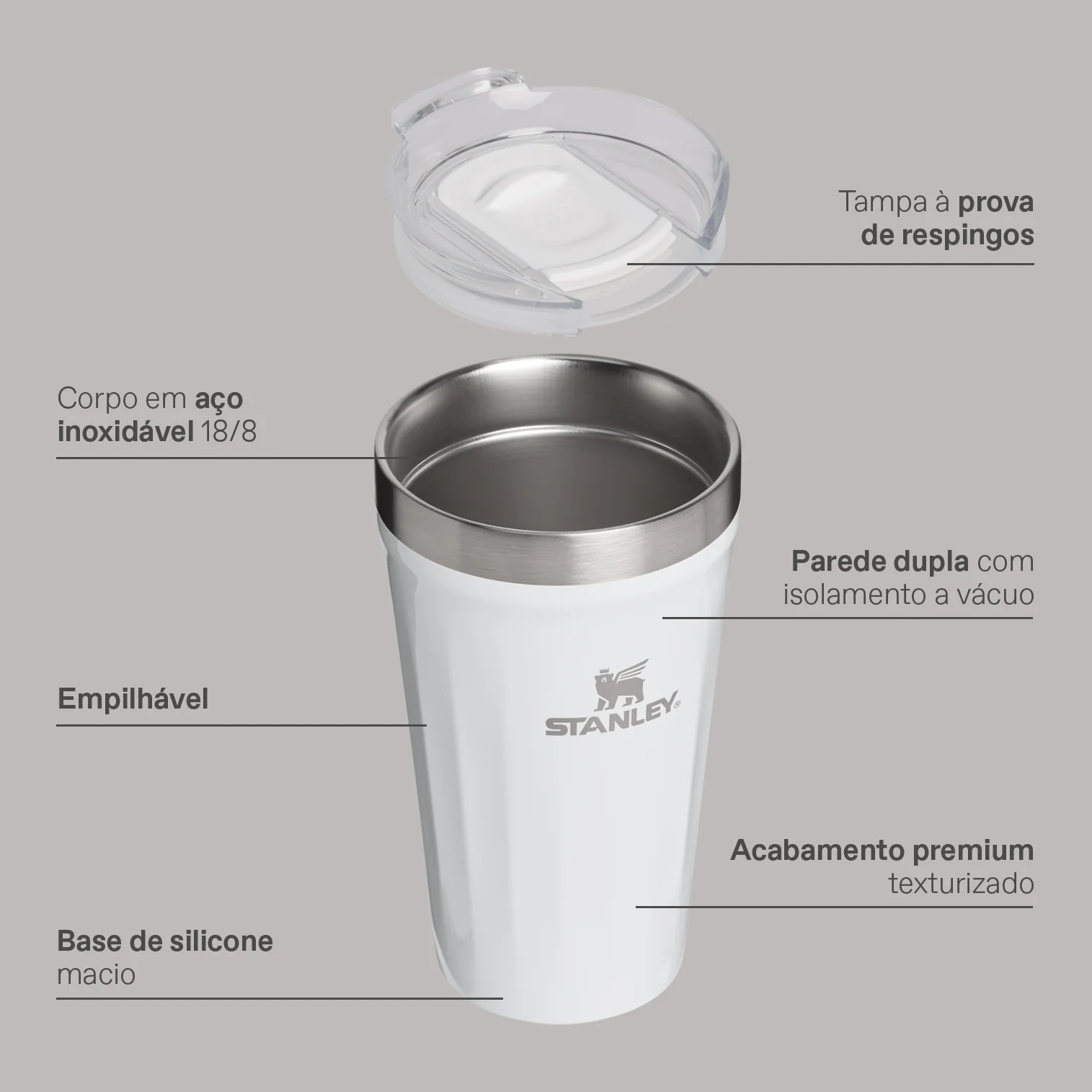 Copo Texturizado Com Tampa Ash | 473ml - Image 5