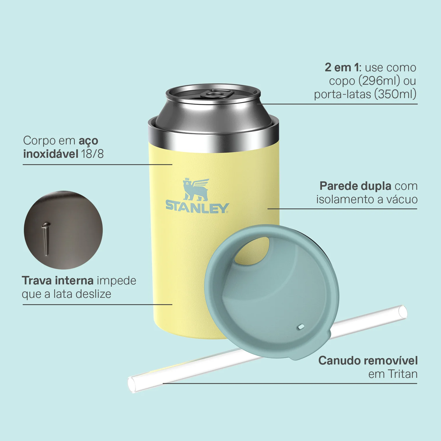Can Cooler com canudo Stanley Apple Shimmer | 296ML - Image 5