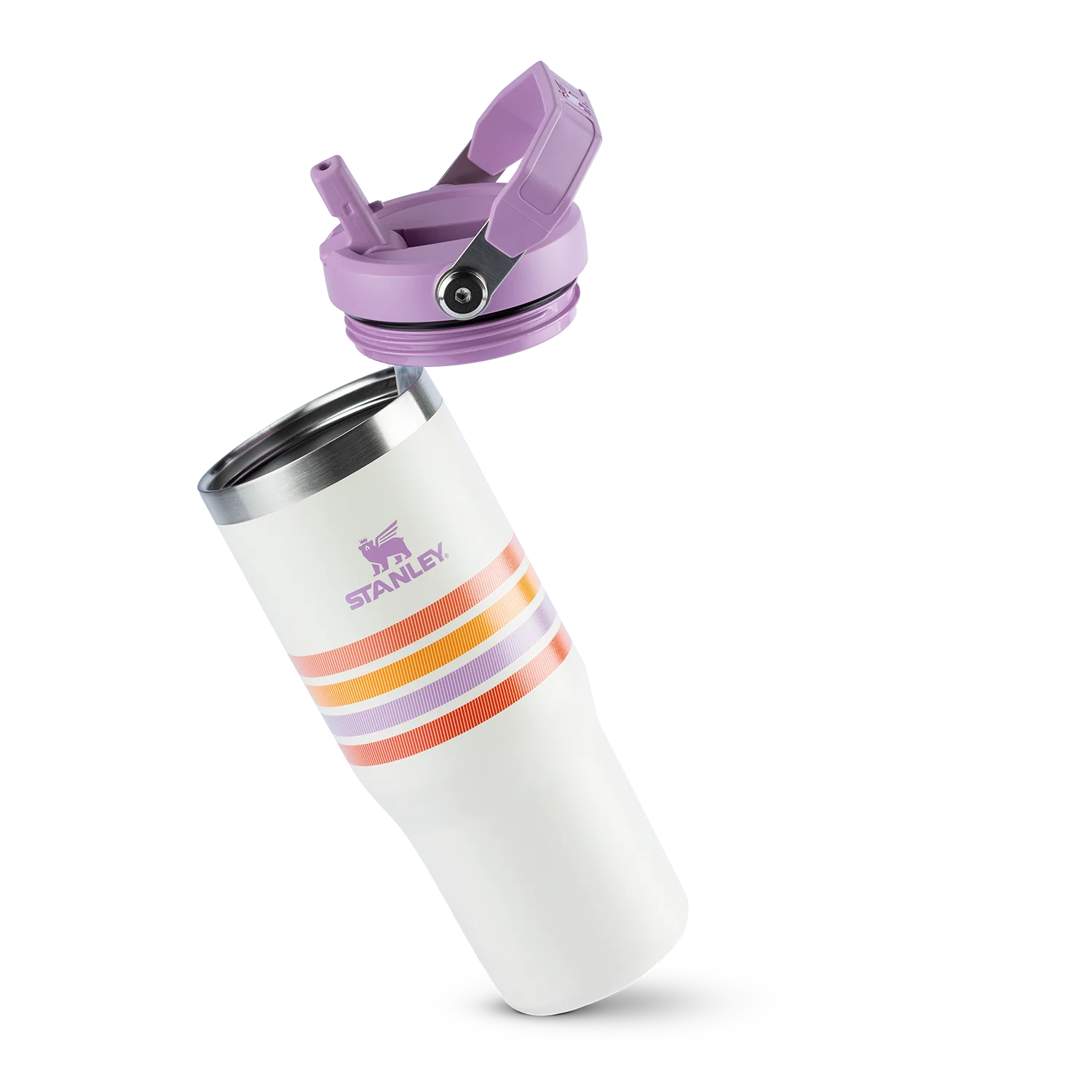 Tumbler Térmico Flip Straw Varsity Cream Lilac Stripes | 887ml - Image 3